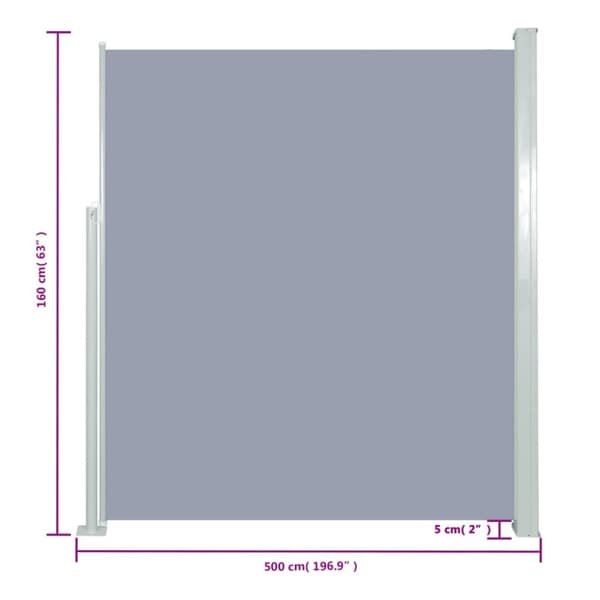 Parasoller og solskærme - Living sammenrullelig sidemarkise 160 x 500 cm grå
