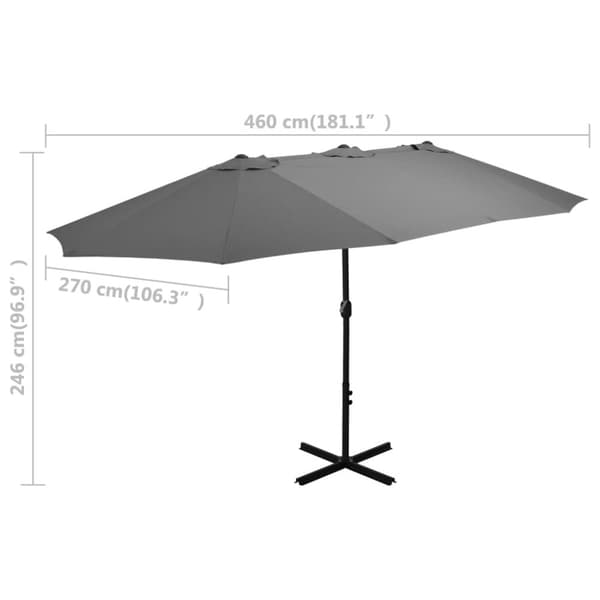 Päivän- & aurinkovarjot - Living Aurinkovarjo alumiinitanko 460x270 cm antrasiitti