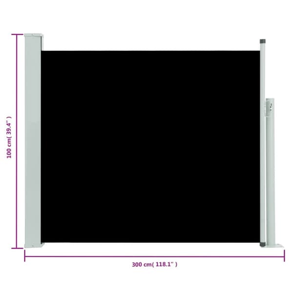 Päivän- & aurinkovarjot - Living Sisäänvedettävä terassin sivumarkiisi 100x300 cm musta