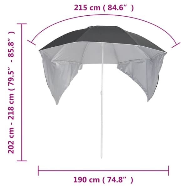 Parasoll & solskydd - Living Strandparasoll med sidoväggar antracit 215 cm