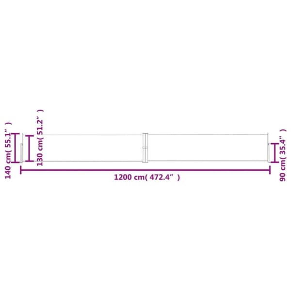 Parasoller og solskærme - Living sammenrullelig sidemarkise til terrassen 140x1200 cm sort