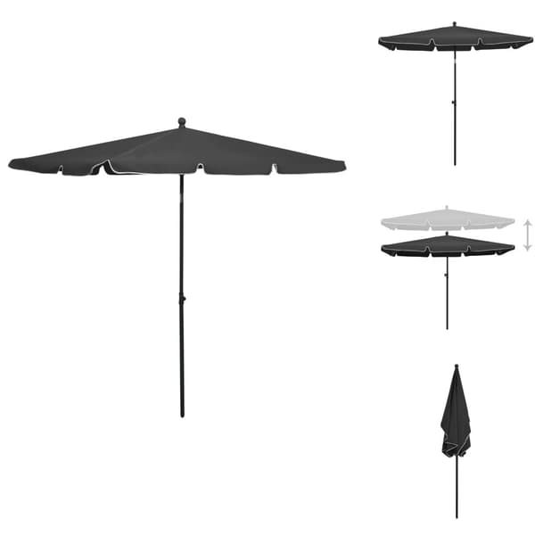 Parasoller og solskærme - Living parasol med stang 210x140 cm antracitgrå