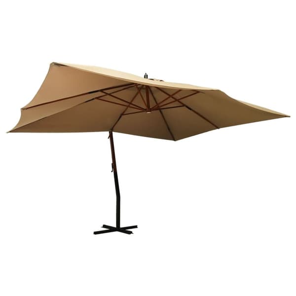 Parasoller og solskærme - Living hængeparasol med træstang 400x300 cm gråbrun