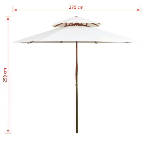 Parasoller og solskærme - Living dobbeltdækkerparasol 270 x 270 cm træstang cremehvid