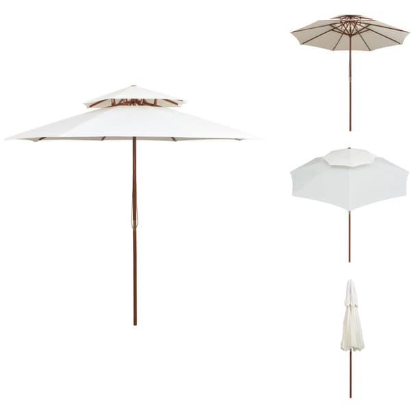 Parasoller og solskærme - Living dobbeltdækkerparasol 270 x 270 cm træstang cremehvid
