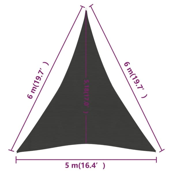 Parasoll & solskydd - Living Solsegel 160 g/m² antracit 5x6x6 m HDPE
