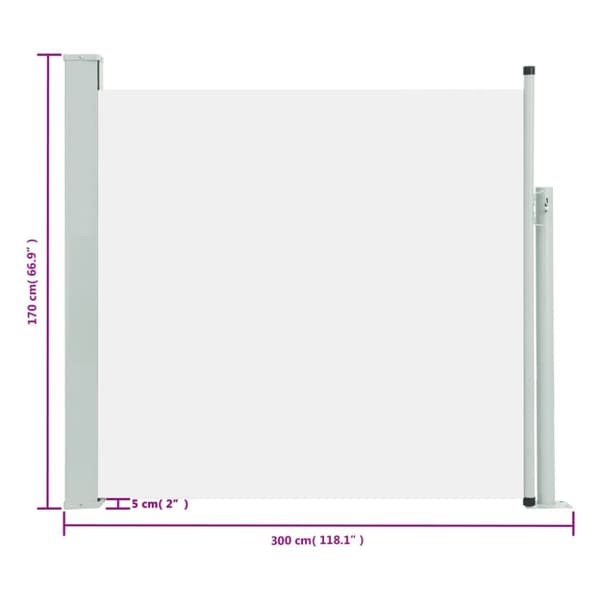 Parasoll & solskydd - Living Infällbar sidomarkis 170x300 cm gräddvit