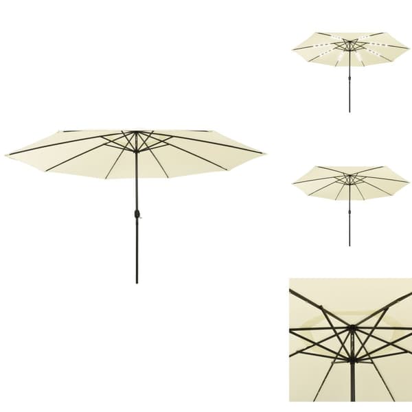 Parasoller og solskærme - Living parasol m. LED-lys + metalstang 400 cm sandfarvet