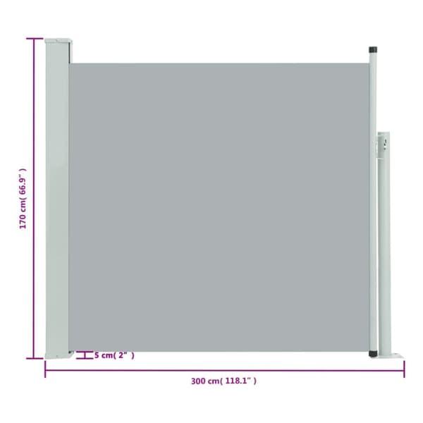 Parasoller og solskærme - Living sammenrullelig sidemarkise til terrassen 170 x 300 cm grå