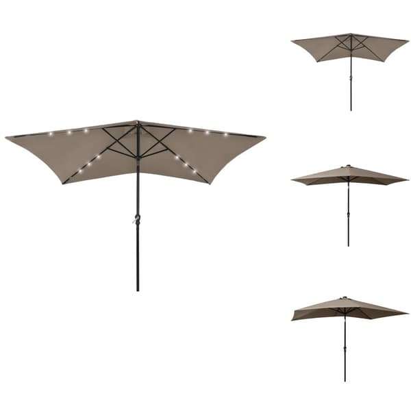 Parasoll & solskydd - Living Parasoll med LED och stålstång 2x3 m taupe