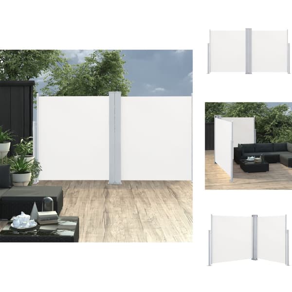 Parasoll & solskydd - Living Infällbar sidomarkis dubbel 170x600 cm gräddvit