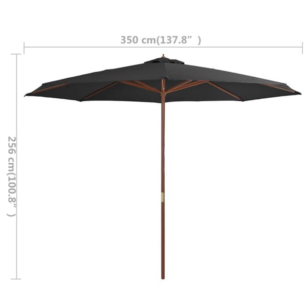 Päivän- & aurinkovarjot - Living Aurinkovarjo puurunko 350 cm antrasiitti