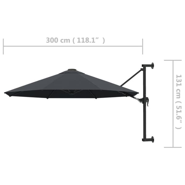 Päivän- & aurinkovarjot - Living Seinäkiinnitteinen aurinkovarjo 300 cm antrasiitti