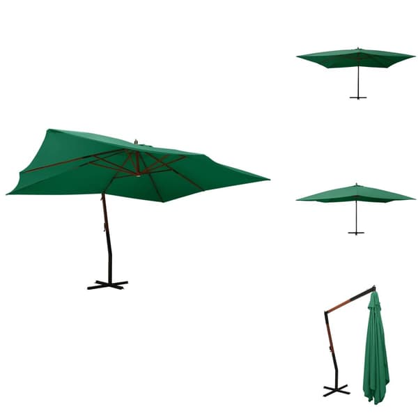 Parasoll & solskydd - Living Frihängande parasoll med trästång 400x300 cm grön