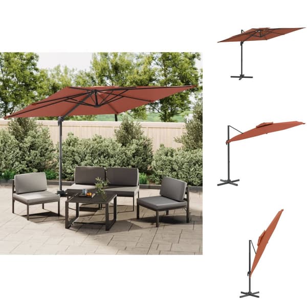 Parasoll & solskydd - Living Frihängande parasoll med ventilation terrakotta 300x300 cm