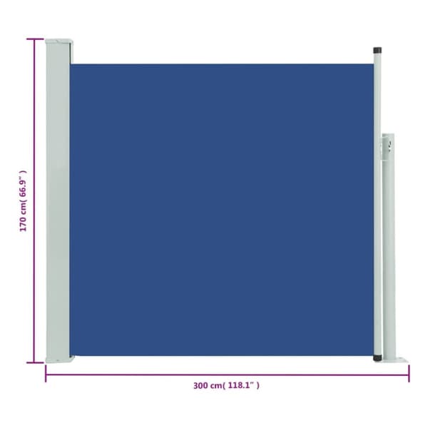 Päivän- & aurinkovarjot - Living Sisäänvedettävä terassin sivumarkiisi 170x300 cm sininen