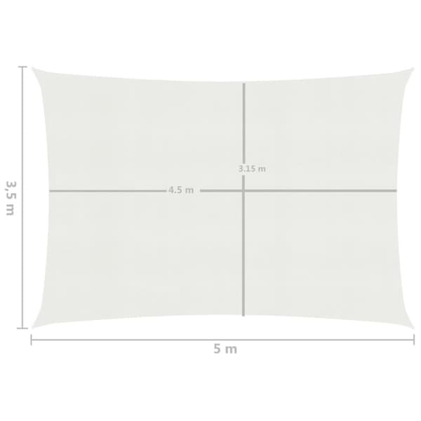 Parasoller og solskærme - Living solsejl 160 g/m² 3,5x5 m HDPE hvid