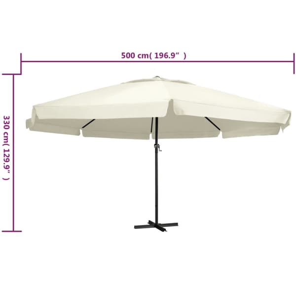 Trädgårdsparasoll med aluminiumstång 600 cm sandvit - Parasoll - Parasoll - Home & Living