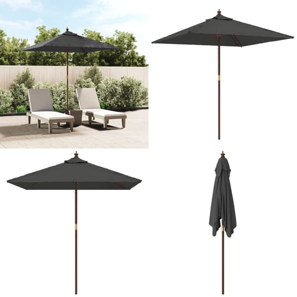 Parasoll med trästång 198x198x231 cm antracit - Trädgårdsparasoll - Parasoll - Home & Living