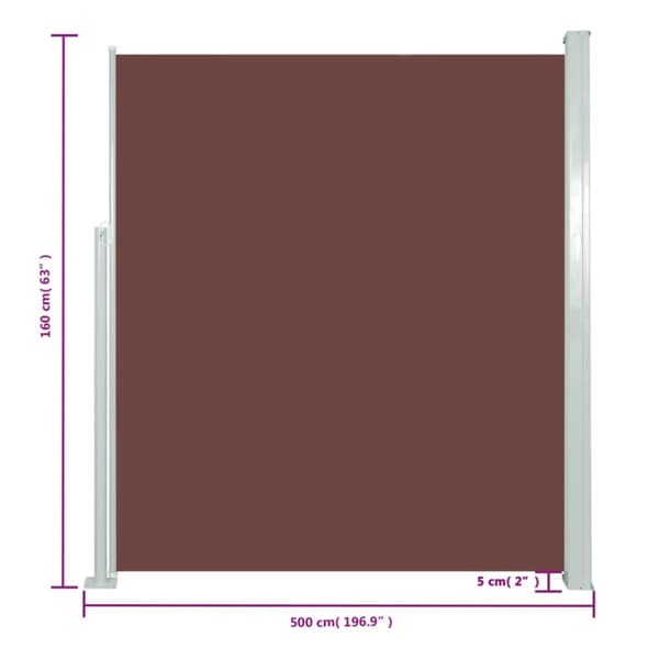 Sammenrullelig sidemarkise 160 x 500 cm brun - Sidemarkise - Sidemarkiser Altanvindskærm - Home & Living