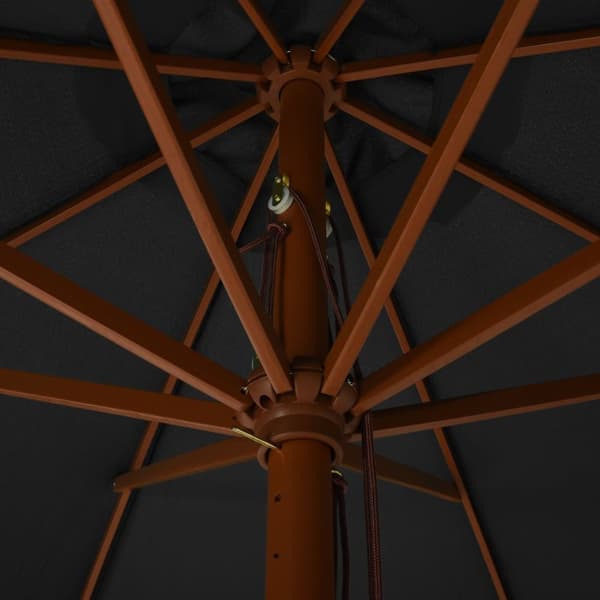 Udendørs parasol med træstang 330 cm antracitgrå - Parasol - Parasoller - Home & Living