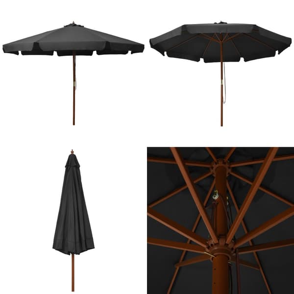Udendørs parasol med træstang 330 cm antracitgrå - Parasol - Parasoller - Home & Living