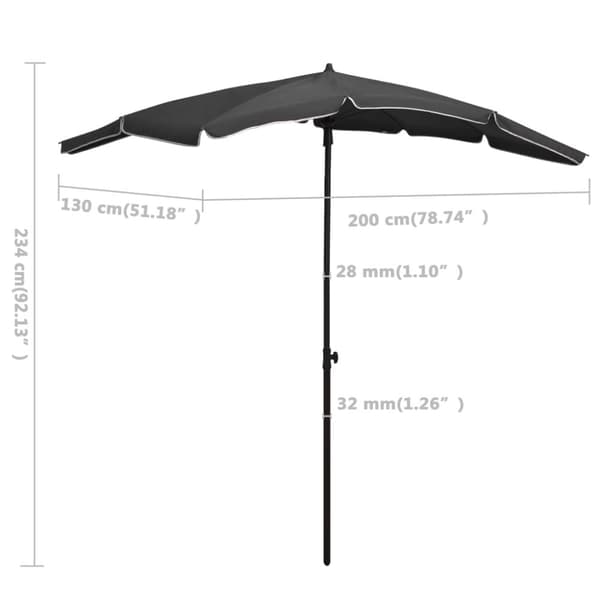 Parasoll med stång 200x130 cm antracit - Parasoll - Parasoller - Home & Living
