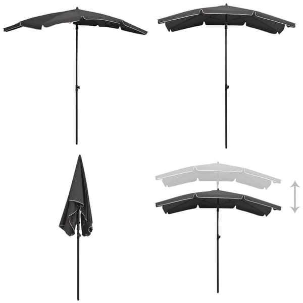 Parasoll med stång 200x130 cm antracit - Parasoll - Parasoller - Home & Living