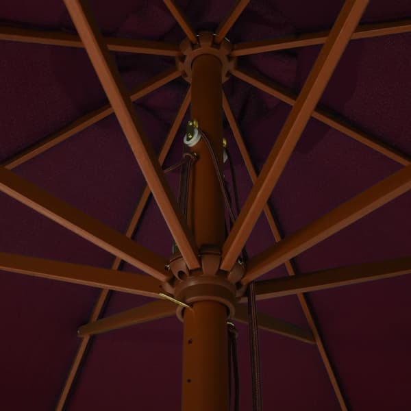 Udendørs parasol med træstang 330 cm bordeauxfarvet - Parasol - Parasoller - Home & Living