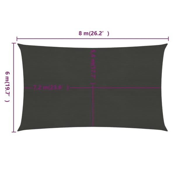 Solsejl 160 g/m² 6x8 m HDPE antracitgrå - Solsejl - Solskærm - Home & Living