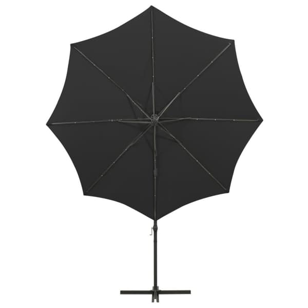 Riippuva aurinkovarjo tangolla ja LED-valoilla musta 300 cm - Päivänvarjo - Päivänvarjot Aurinkovarjo - Home & Living
