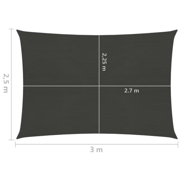 Solsejl 2,5x3 m 160 g/m² HDPE antracitgrå - Solsejl - Solskærm - Home & Living