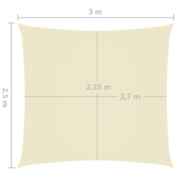 Solsejl 2,5x3 m rektangulær oxfordstof cremefarvet - Solsejl - Læsejl - Home & Living