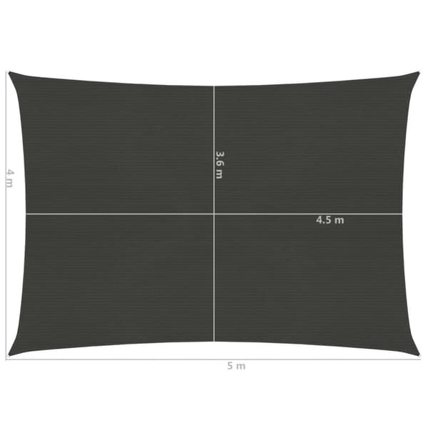 Solsejl 4x5 m 160 g/m² HDPE antracitgrå - Solsejl - Solskærm - Home & Living