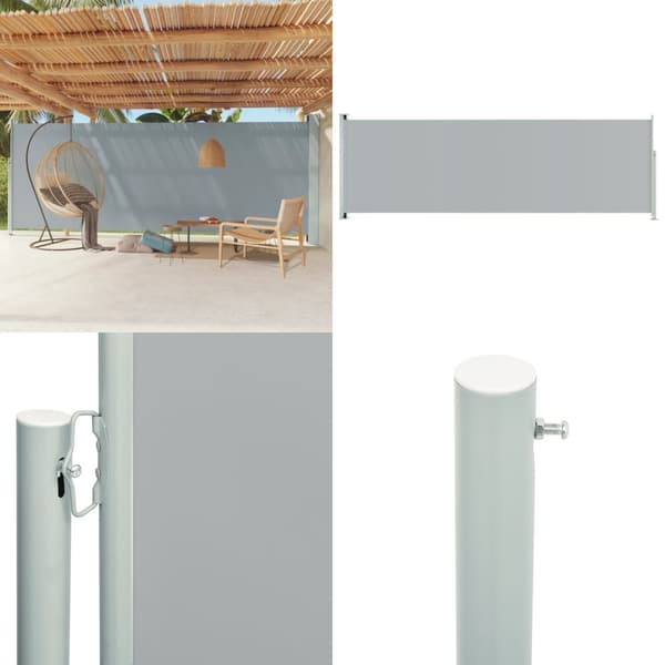 Sammenrullelig sidemarkise til terrassen 200x600 cm grå - Sidemarkise - Sidemarkiser - Home & Living
