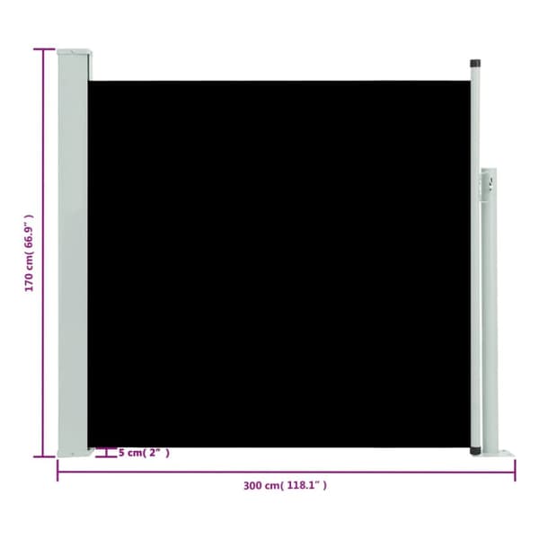 Sisäänvedettävä terassin sivumarkiisi 170x300 cm musta - Sivumarkiisi - Sivumarkiisit - Home & Living