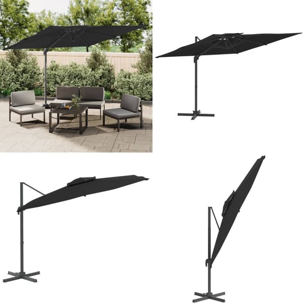 Parasoll med ventilation svart 400x300 cm - Frihängande Parasoll - Parasoll - Home & Living