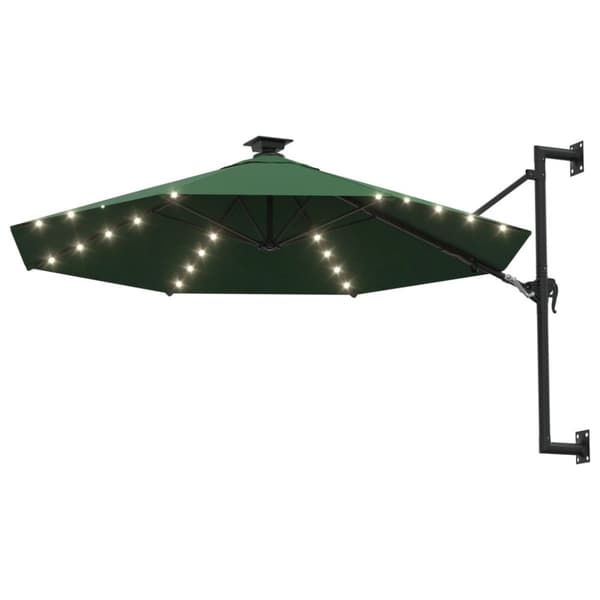 Väggmonterat parasoll med LED och metallstång 300 cm grön - Parasoll - Trädgårdsparasoll - Home & Living
