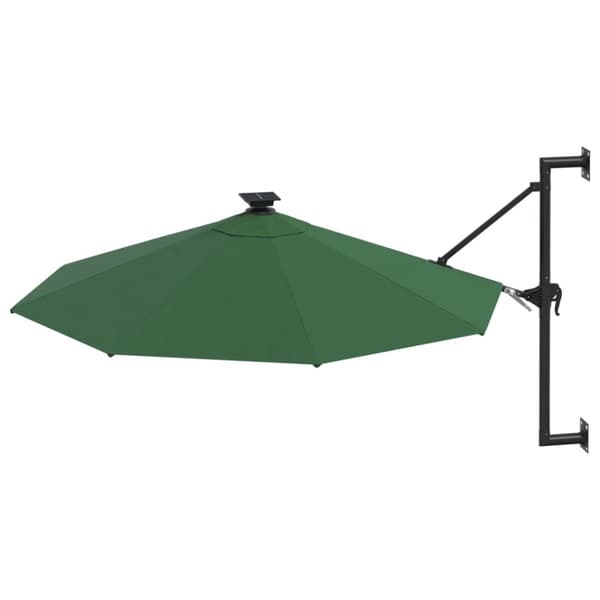 Väggmonterat parasoll med LED och metallstång 300 cm grön - Parasoll - Trädgårdsparasoll - Home & Living