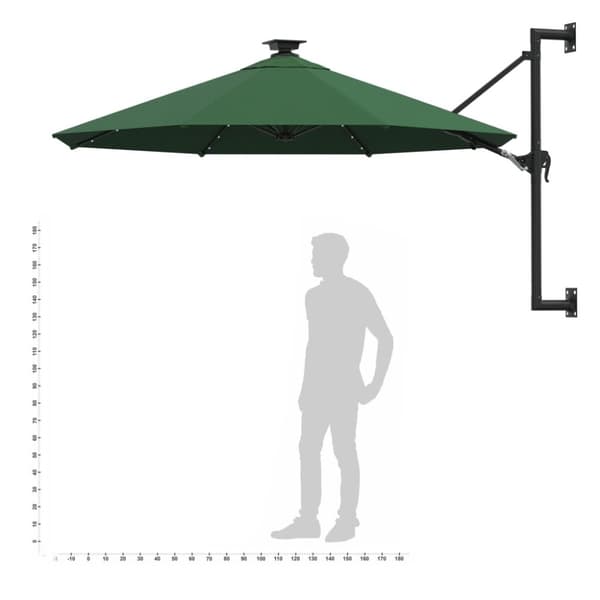 Väggmonterat parasoll med LED och metallstång 300 cm grön - Parasoll - Trädgårdsparasoll - Home & Living
