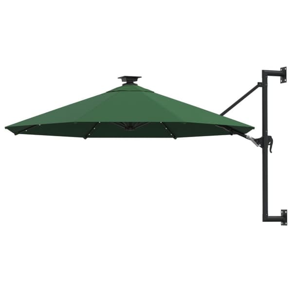 Väggmonterat parasoll med LED och metallstång 300 cm grön - Parasoll - Trädgårdsparasoll - Home & Living