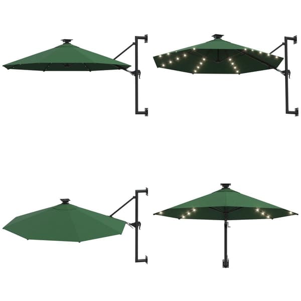 Väggmonterat parasoll med LED och metallstång 300 cm grön - Parasoll - Trädgårdsparasoll - Home & Living