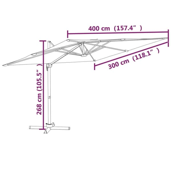 Frihängande parasoll med aluminiumstång sandvit 400x300 cm - Frihängande Parasoll - Parasoll - Home & Living