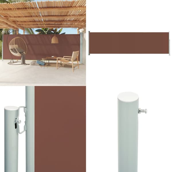 Terassin sisäänvedettävä sivumarkiisi 180x600 cm ruskea - Sivumarkiisi - Sivumarkiisit - Home & Living