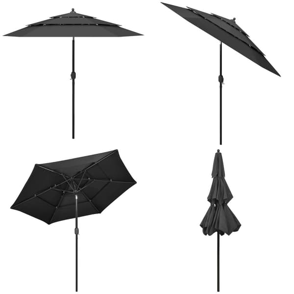 Parasol med aluminiumsstang i 3 niveauer 2,5 m antracitgrå - Parasol - Parasoller - Home & Living