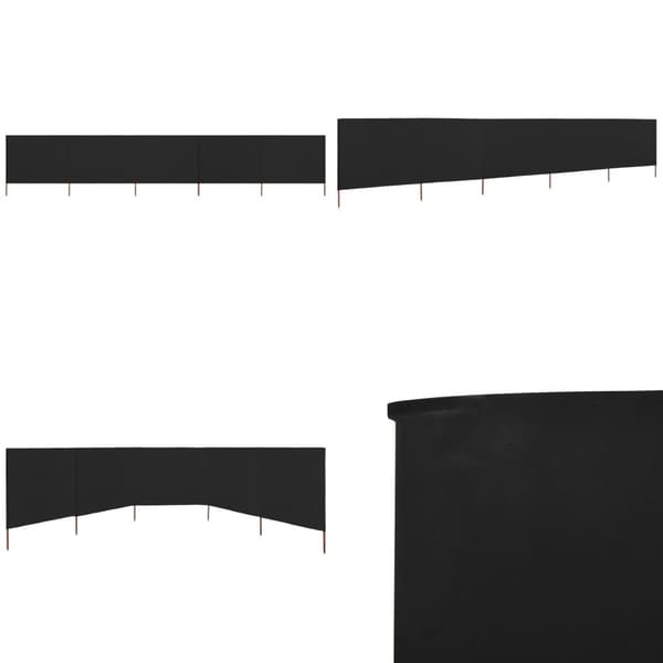 Vindskydd 5 paneler tyg 600x80 cm svart - Vindskärm - Vindskärmar - Home & Living