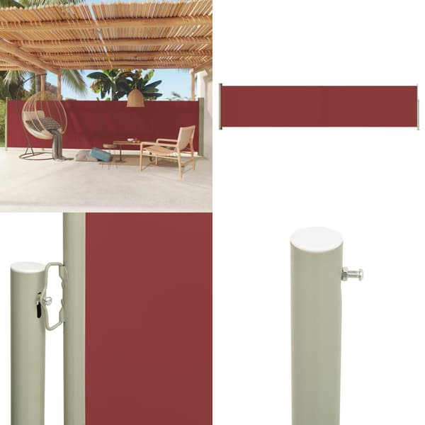 Sammenrullelig sidemarkise til terrassen 140x600 cm rød - Sidemarkise - Sidemarkiser - Home & Living