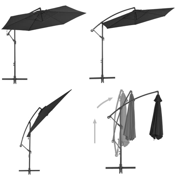 Hængeparasol med aluminiumstang 300 cm sort - Hængeparasol - Hængeparasoller - Home & Living