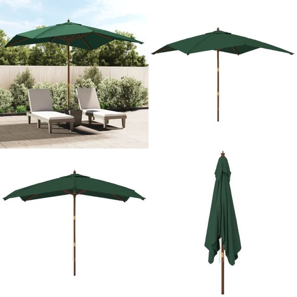 Haveparasol med træstang 300x300x273 cm grøn - Haveparasol - Haveparasoller - Home & Living
