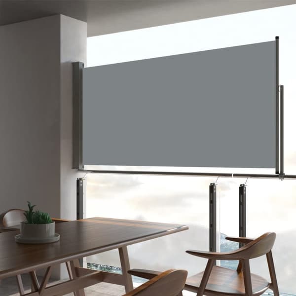 Sisäänvedettävä terassin sivumarkiisi 80x300 cm harmaa - Sivumarkiisi - Sivumarkiisit - Home & Living